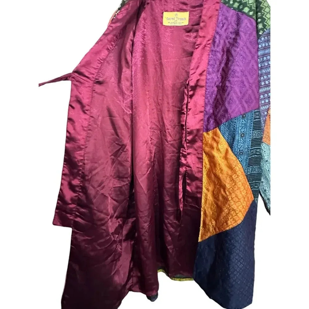 Vintage Sacred Threads Patchwork Kimono Jacket Du… - image 6